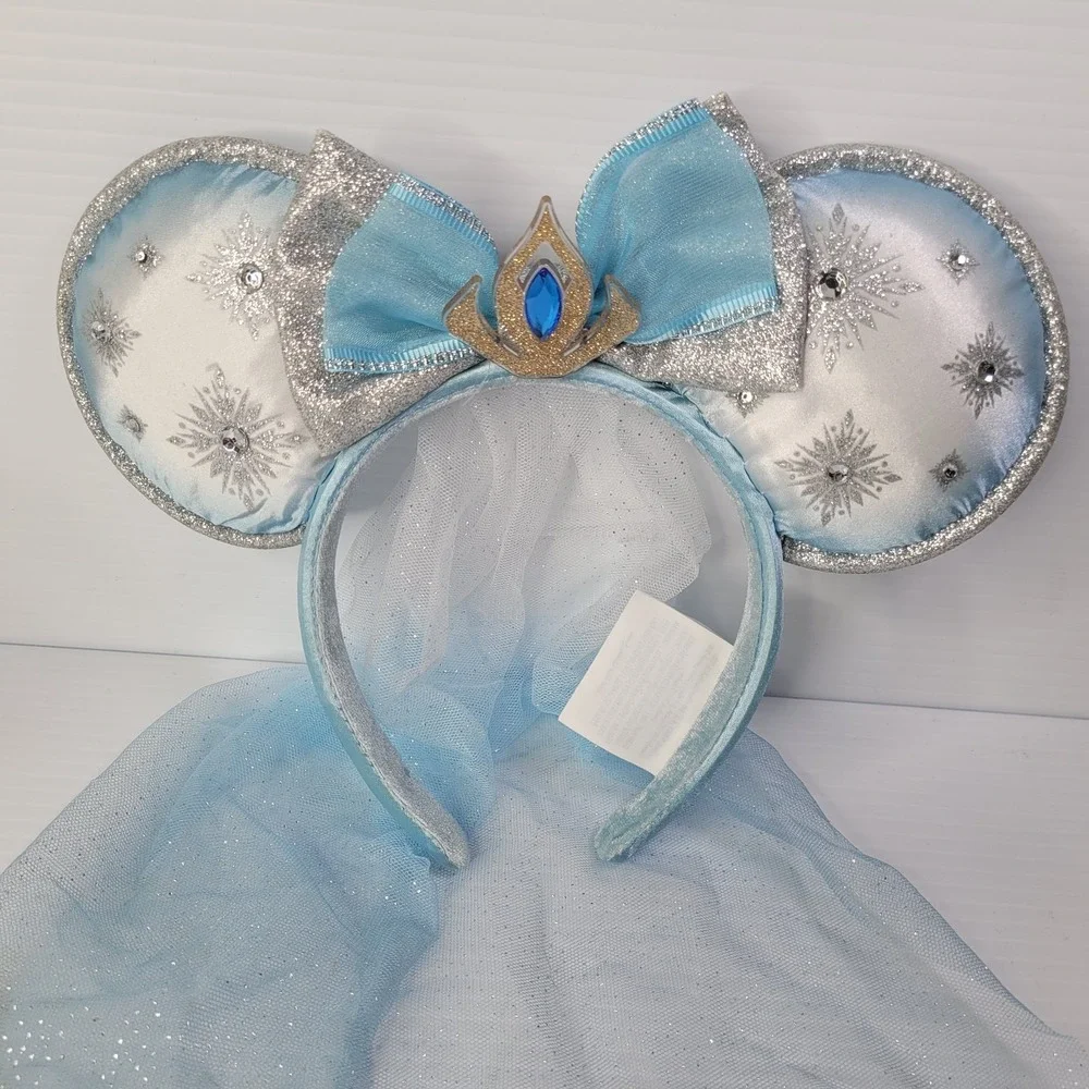 Disney Parks Frozen Elsa Minnie Mouse Rhinestones & Vail Ear Headband